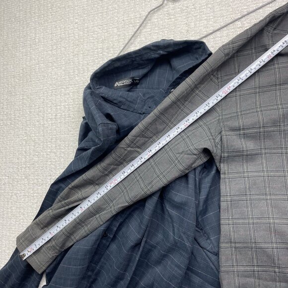 Lot x2 Mountain Ridge Button Up Shirt Mens L Blue & Grey Plaid Long Sleeve - Picture 9 of 10